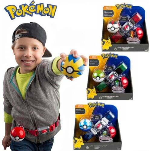 Pokemon Elf Ball Belt Pikachu Pokeball Pocket Monster Variant Model Belt Knapsack Set Action Figure Model Toys For Kids Gift
