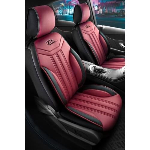 Miami Series Full Set Premium Orthopedic Leather Car Seat Cover - Claret Red