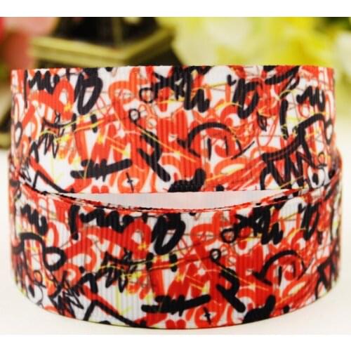 22mm 25mm 38mm 75mm Abstract pattern printed Grosgrain Ribbon party decoration 10 Yards X-04467