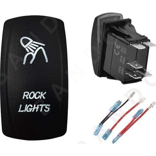 ROCK LIGHTS Rocker Switch 5P ON-OFF SPST White Led Toggle Switch for Car Boat Carling RV SUV Van，Jumper Wires，Auto Accessory