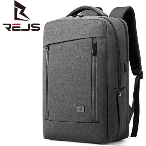 REJS LANGT Men Backpack Laptop 15.6 Inch Business Bag USB External Charge Waterproof Travel Backpacks School Bags for Teenager