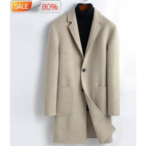 Wool Men Double-sided Long Jacket Alpaca Cashmere Coat Plus Size Korean Mens Coats and Jackets 1A19-9904-03 B2