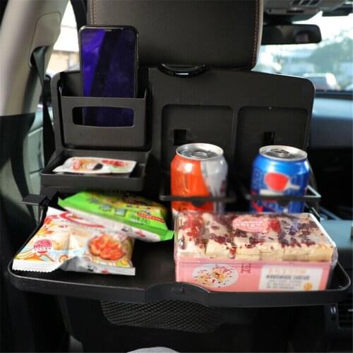Foldable Auto Car Back Rear Seat Drink Cup Phone Holder Bottle Stand Food Dining Tray Table Car Storage Box Universal