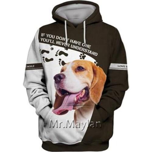Personality Fashion Animal Beagle 3D Print Graphic Hoodie Men/Women Streetwear Oversized Sweatshirt Harajuku Tops Pullover - A20