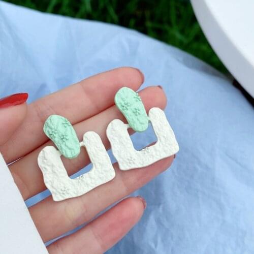 Summer Earrings Colored Square Sweet Earrings Geometric Korean Style Flower Earrings For Girls Candy Color Trendy Accessaries