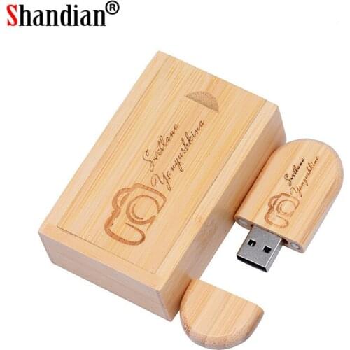 SHANGDIAN (free custom logo) walnut wooden U disck + gift box usb flash drive Memory stick pendriver pendrive 8GB 16GB 32GB 64GB