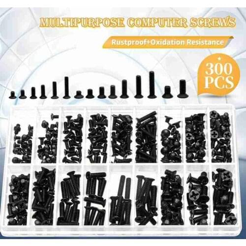 300Pcs Set M2 M2.5 M3 Notebook Laptop Black Zinc Plating Screws Nuts for Sony DELL Samsung IBM HP Dell Computer Accessories