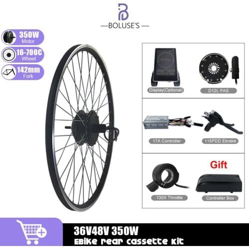 Electric Bicycle Kit 36V48V 350W Rear Cassette Hub Motor Electric Bicycle Conversion Kits With 20-29 inch700C Wheels LCD Display