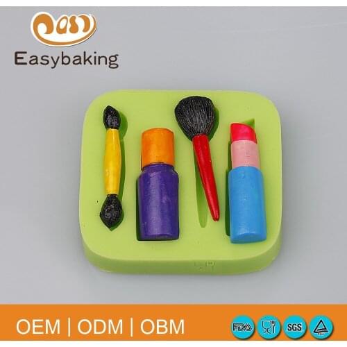 Women cosmetics Makeup brush shape silicone mold cake decoration tools fondant cake kitchen ware make artware mold