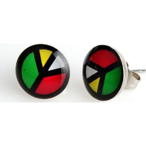 18 pairs 10mm Mix Colors Peace Stainless Steel Stud Earrings,boucle d'oreille oorbellen pusety earings fashion jewelry#30317