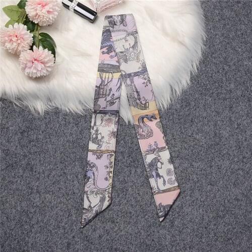 Natural Silk Brand Women Scarf 100% Real Silk Scarf Luxury Constellation Horse Foulard Hair & Bag Scarves Design Neckerchief
