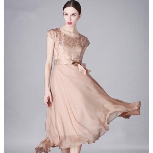 Elegant 100% Real Silk Long Dresses for Women Summer Dress Female Robe Femme Plus Size 4XL Blue Moda Mujer XGH8096