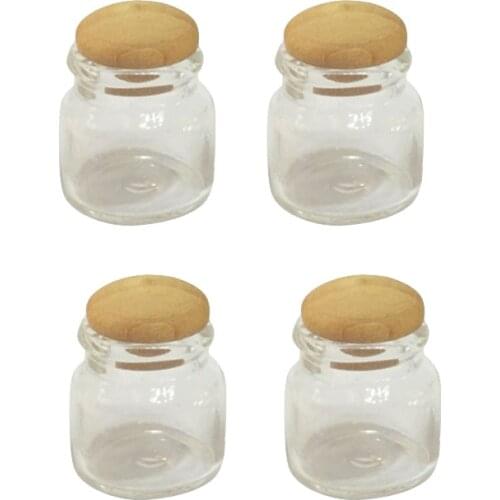 1:12 Scale 4Pcs Miniature Glass Bottle Candy Food Jar For Dollshouse Decor