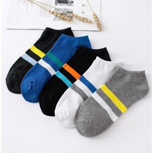 1 Pair Men Sports Socks Casual Boat Low Cut Ankle Socks Boy Summer Patchwork Short Boat Socks For Male Footwear D0367