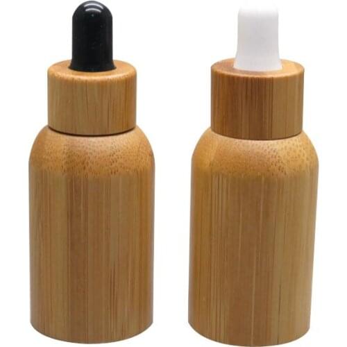 10ml 15ml 30ml 50ml Empty Refillable Bamboo Glass Drop Bottles Containers Jars For E-liquid Oil Use 1oz Cosmetic Container SN423