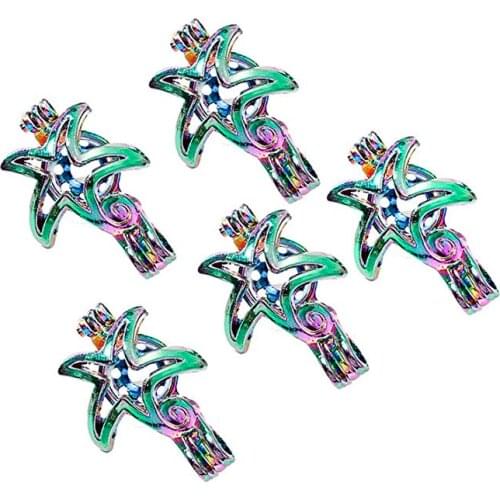 10 PCS Starfish Shape Rainbow Colorful Pearl Oysters Bead Cage for Jewelry Making/Essential Oil Scent Diffuser Locket Pendants