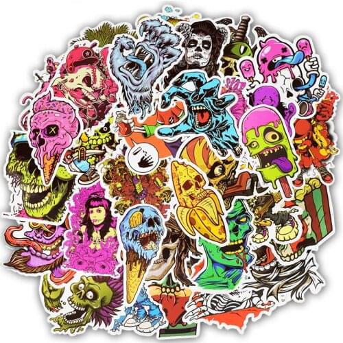 50PCS Terror Series Stickers for Travel Case Laptop Skateboard Guitar Fridge Funny Stickers Water Bottles Bicycle Phone Decals