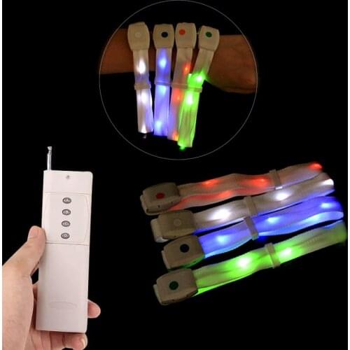 100PCS Remote Control Concert Flashing LED Bracelet Nylon LED Wristbands for Party Night Clubs Events
