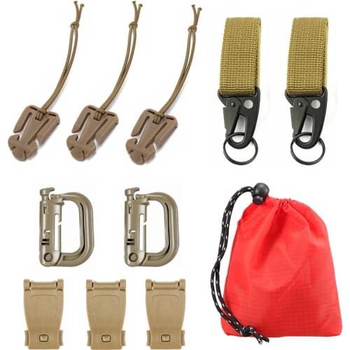 11 Attachment Kit for Tactical Molle Bag Backpack Vest Belt D-Rings Web Dominators Buckles Straps Outdoor Tool camping