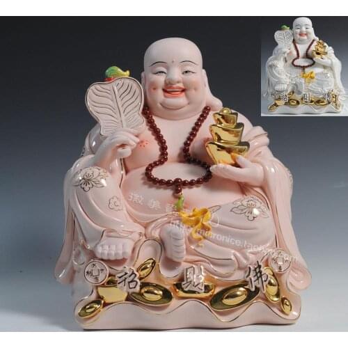 12 "lucky Buddha face business boutique Decor opened the mascot of Maitreya white porcelain living room shop