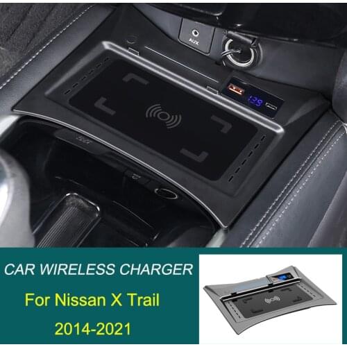 15W Car Wireless Charger For Nissan Qashqai 2016 2017 X-Trail 2014-2021 mobile phone fast charging plate holder accessories