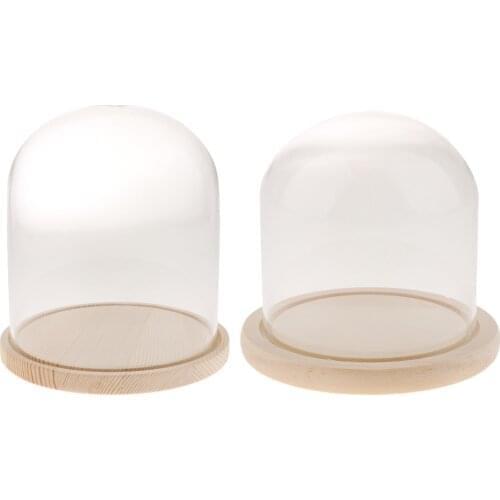 2-pack Glass Cloches with Base Antique Display Bell Jar Case Dome Tabletop