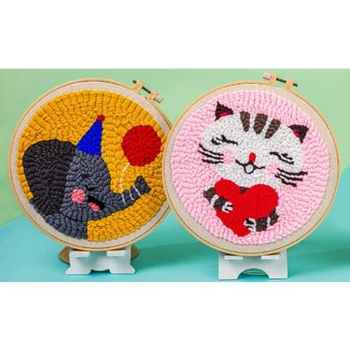 25cm Cartoon Elephant Cat DIY Embroidery Cross Stitch Needlework Sewing Crafts