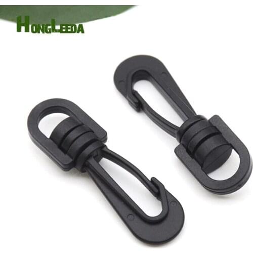 30pcs/lot HLD/B001F black POM plastic spring snap clip hooks carabiner paracord strap hooks rotary hooks swivel snap hook
