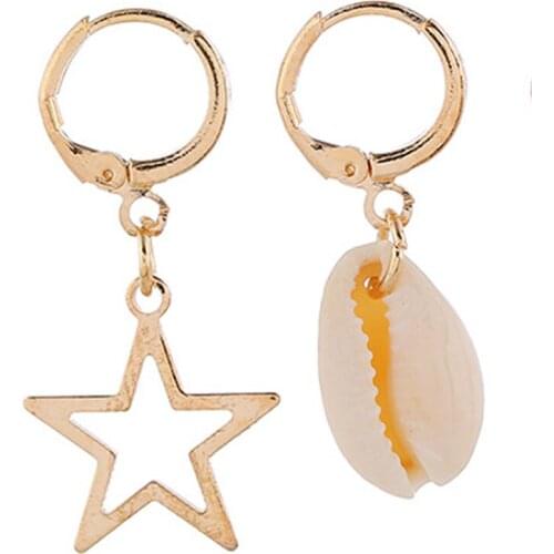 4pcs/lot Korean Stud Earrings For Women Girls Shell Star Moon Fashion Bohemian Earring Ladies Accessories