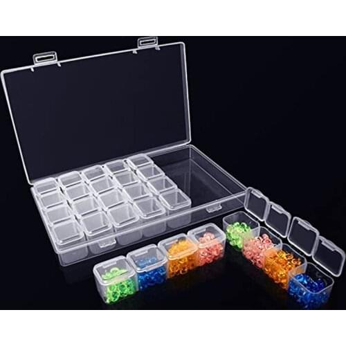 5D DIY Diamond Painting Drill Box Jewelry Box Rhinestone Embroidery Crystal Bead Organizer Storage Case Container 28 Lattices