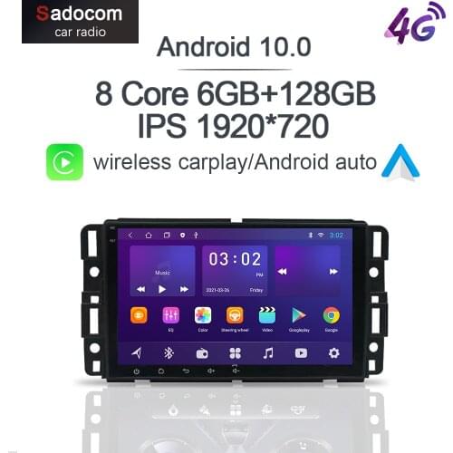 6GB+128GB Wireless Carplay 8" IPS Android 10.0 Car DVD Player GPS Map WIFI Bluetooth 5.0 RDS Radio For GMC Yukon Tahoe 2007-2016