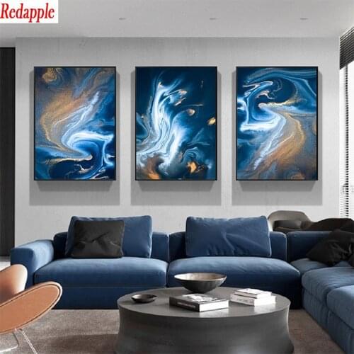 Diamond Painting Abstract art, sea wave landscape Cross Stitch Diamond Mosaic Picture Of Embroidery crystal Beaded 3pcs