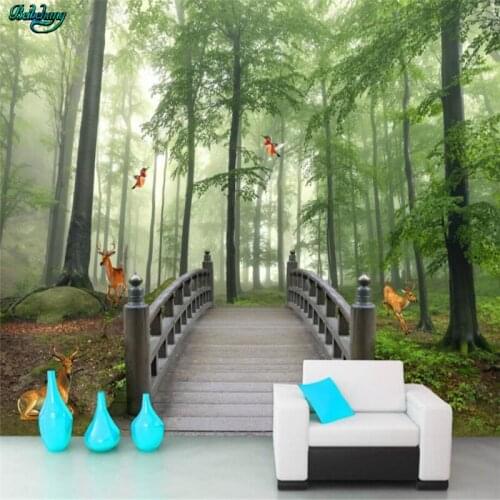 Beibehang Large Custom Wallpapers Long Bridge 3D Underworld Forest Elk TV Backdrop Home Furnishings