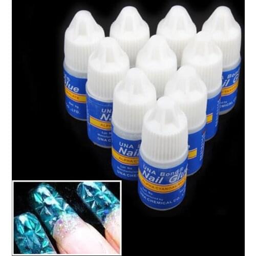 10pcs3g Fast drying Acrylic false Manicure Nail art glue tips glitter UV acrylic Rhinestones Art decorations stickers fake Tool