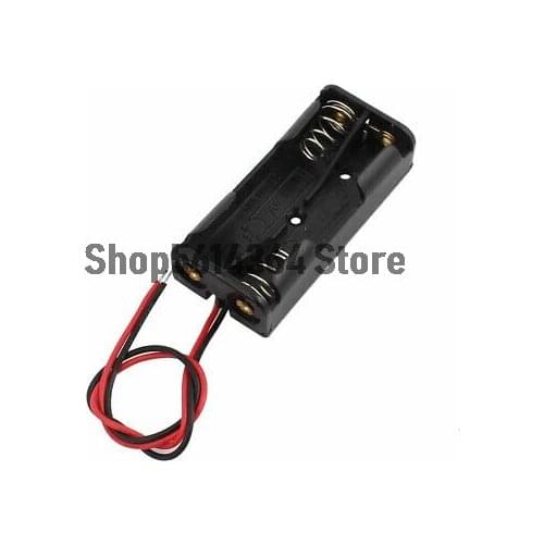 Battery Cell Case Non-cover 2 x 1.5V AAA Black Plastic Dual Wire 10PCS