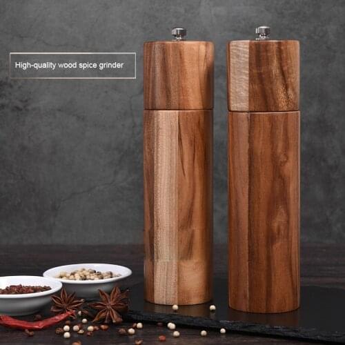 Wood Pepper Spice Sea Salt Mill Grinder Set Handheld Seasoning Mills Grinder Grinding BBQ Tools Set Kitchen Accessories Cocina