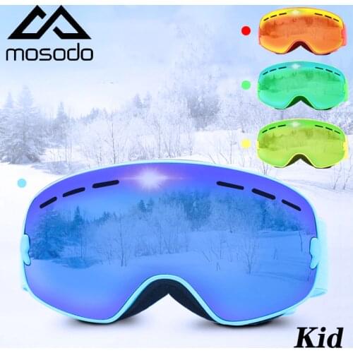 Mosodo Kid Ski Goggles Anti-fog Snow Glasses UV400 Protection OTB Snowboard Polarized Eyewear for Child Children Boys Girls