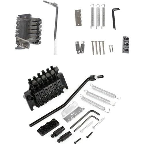 2set Electric Guitar Tremolo Bridge Systems with Logo Double Locking Edge with Whammy Bar,Silver & Black