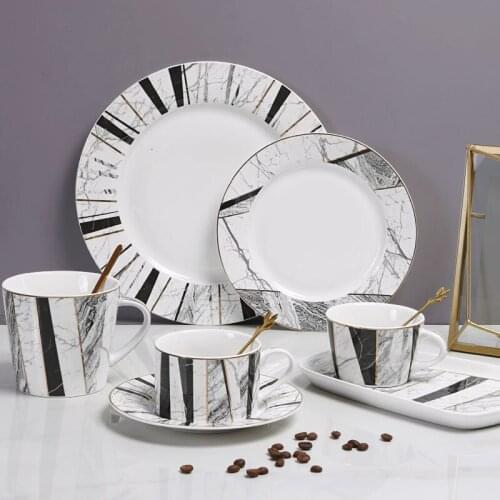 European simple stone coffee cup set English afternoon tea cup plate ceramic breakfast snack plate