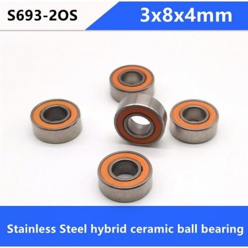 20pcs S693-2RS S693RS ABEC-7 3x8x4 Stainless Steel hybrid ceramic ball bearings 693 2RS CB LD fishing reel bearing 3*8*4 mm