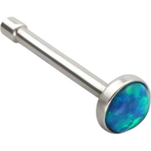 JHJT Trendy Stainless Steel 20G Nose Ring Studs Bone Opal Nostril Pin Straight Shape Bar Nose Piercing Body Jewelry