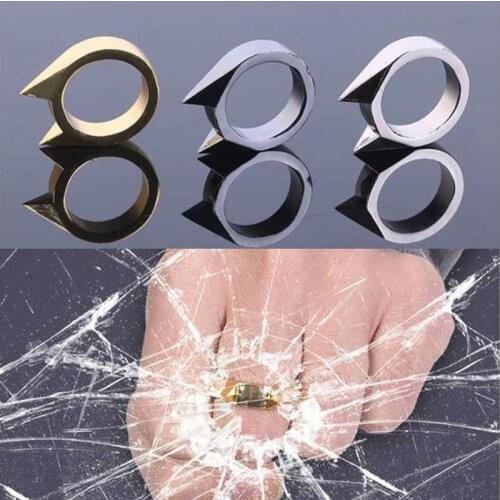 Gold Cat Ear Finger Buckle Ring Escape Anti-thief Protective Outdoor Punk Rings