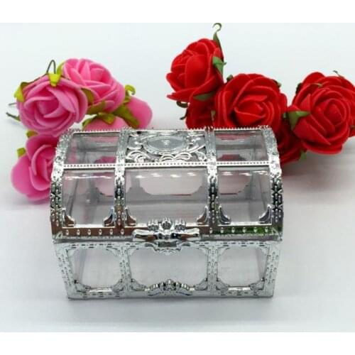 Treasure box Gold Transparent Plastic Wedding Gift Boxes Baby Shower Candy Box jewellery box F20173537