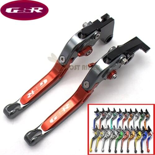 Logo(GSR) Red+Titanium CNC Adjustable Folding Motorcycle Brake Clutch Levers For Suzuki GSR600 2006 2007 2008 2009 2010 2011