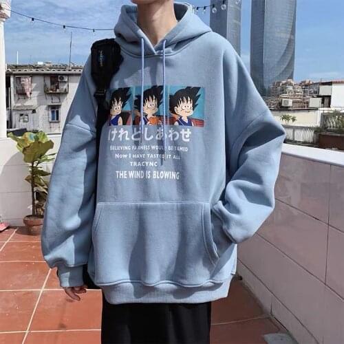 Mens Hooded Sweatershirts Spring Autumn Wild Trend Loose Hong Kong Lovers Brand Hedging Hip-hop Cartoon Students Sweatshirt