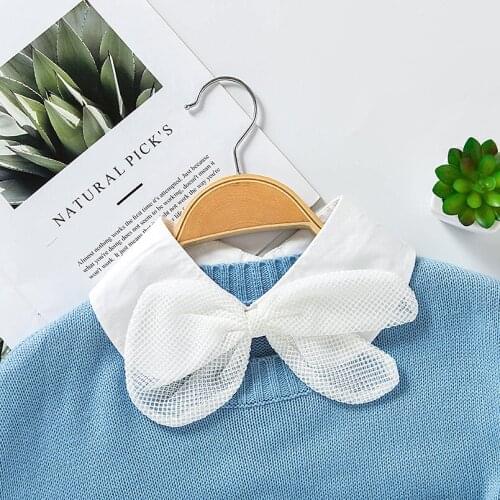 Korean Women Bowknots Fake Collar Ladies Detachable Lapel Half Shirt Blouse Dress False Collars Decorative Clothes Accessory
