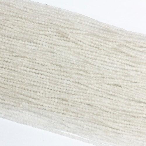 Natural white 2mm 3mm chalcedony jades round loose beads high grade women diy spacers jewelry findings accessories 15inch B423