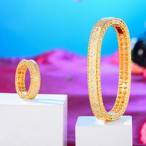 New Luxury Trendy Sparkly Stackable Bangle Ring for Women Bridal Jewelry Sets Wedding Perfect Gift High Quality boho