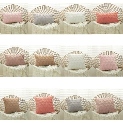 Solid Color Geometric Diamond Pattern Plush Cushion Pillow Cover Handmade Throw Pillow Covers Home Decor Backrest Cushion