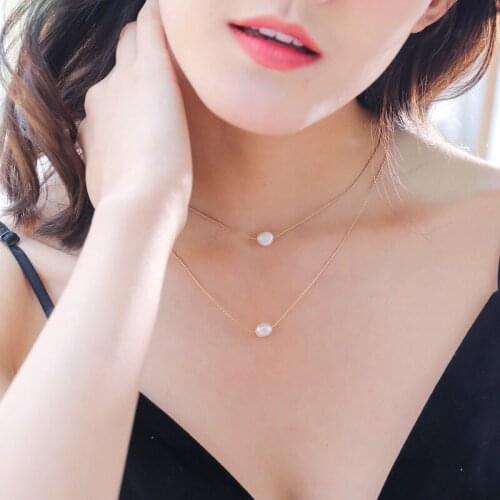 TIMEONLY Double Layering Luxury Simulation Pearls Chokers Necklace for Women Girl Jewelry Minimalist Small LinK Chain Necklaces